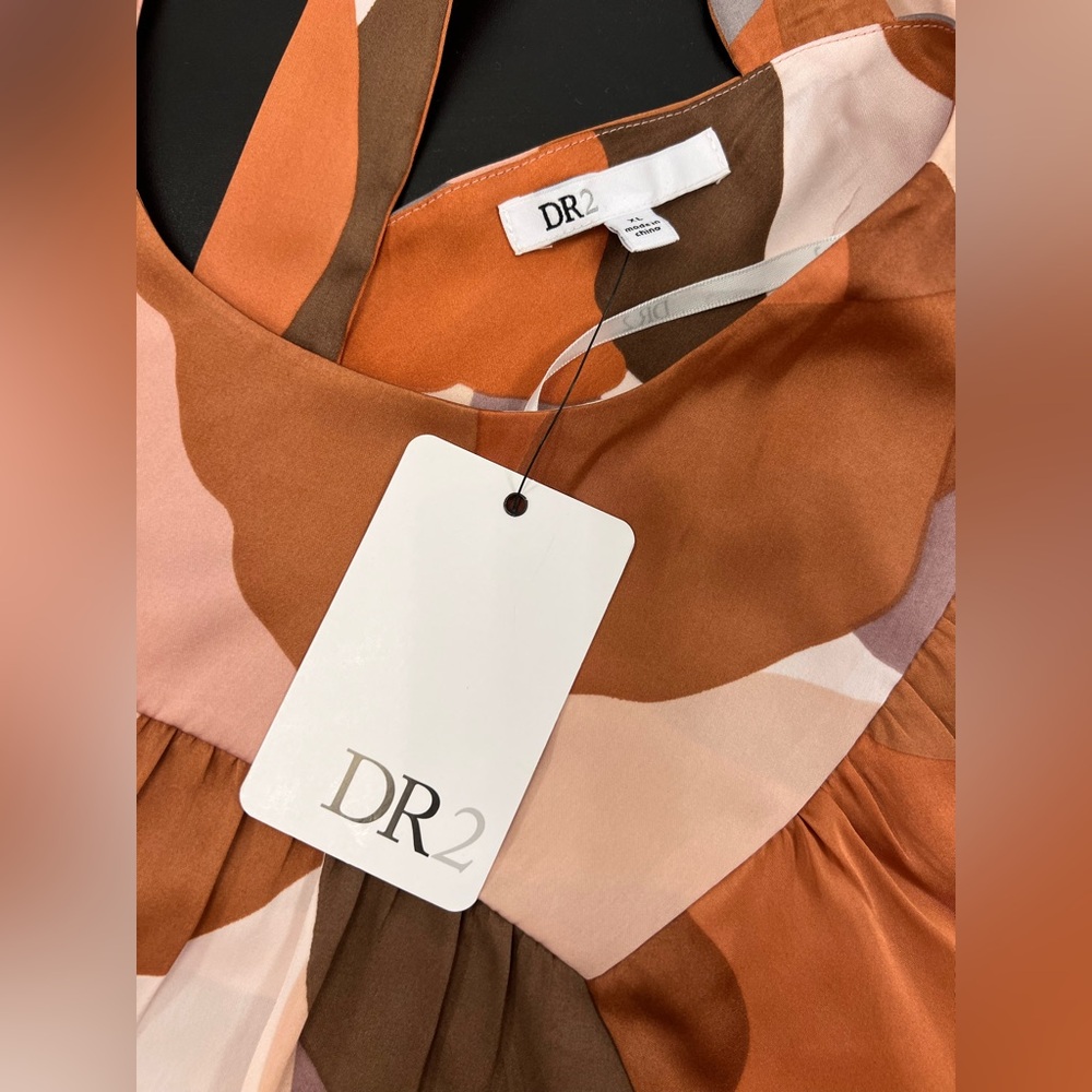 NWT DR2 swing top blouse shirt boho silky satin XL pink - Picture 6 of 10